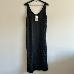 H&M Women’s Maxi Black Satin Sleeveless Dress Sz S NWT